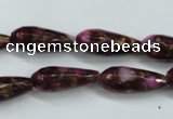 CGO82 15.5 inches 8*20mm faceted teardrop gold red color stone beads