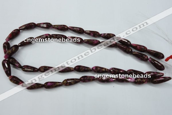 CGO82 15.5 inches 8*20mm faceted teardrop gold red color stone beads