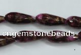 CGO83 15.5 inches 10*30mm faceted teardrop gold red color stone beads