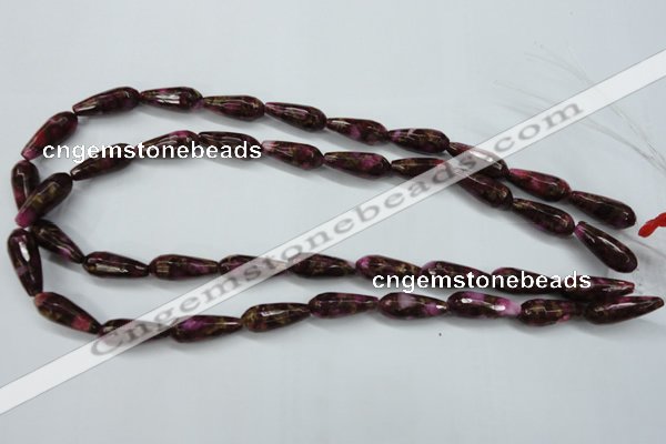 CGO84 15.5 inches 12*40mm faceted teardrop gold red color stone beads