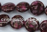 CGO87 15.5 inches 14mm flat round gold red color stone beads