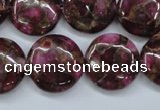 CGO88 15.5 inches 16mm flat round gold red color stone beads