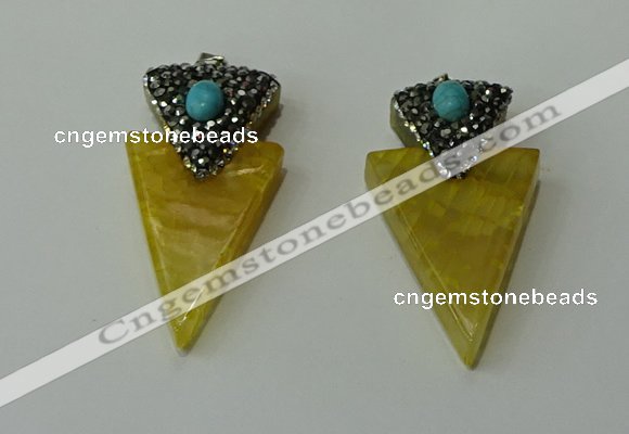 CGP101 30*55mm arrowhead agate gemstone pendants wholesale