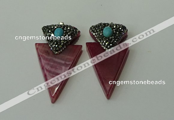 CGP103 30*55mm arrowhead agate gemstone pendants wholesale