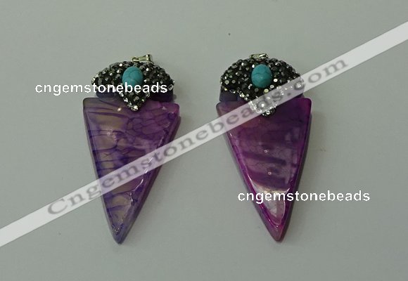 CGP112 30*55mm arrowhead agate gemstone pendants wholesale