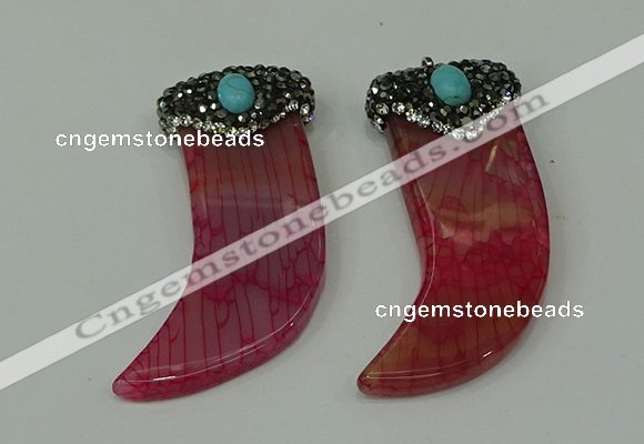 CGP123 25*58mm horn agate gemstone pendants wholesale