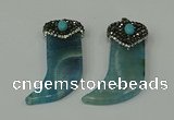 CGP124 25*58mm horn agate gemstone pendants wholesale
