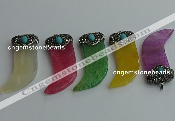 CGP128 25*58mm horn agate gemstone pendants wholesale