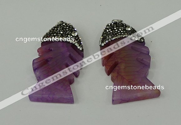 CGP132 25*48mm fishbone agate gemstone pendants wholesale