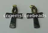 CGP150 35*50mm cross hematite gemstone pendants wholesale