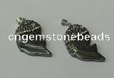 CGP153 18*35mm fish hematite gemstone pendants wholesale