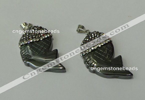 CGP153 18*35mm fish hematite gemstone pendants wholesale