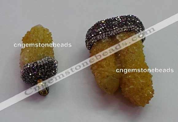 CGP1532 20*40mm - 30*50mm nuggets druzy quartz pendants