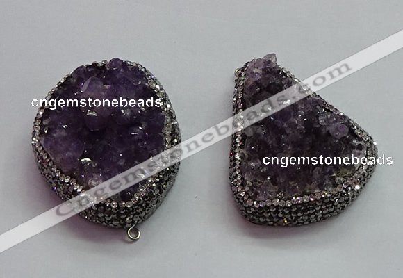 CGP1538 30*40mm - 35*45mm freeform druzy amethyst pendants