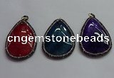 CGP1547 40*60mm flat teardrop agate pendants wholesale