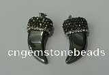 CGP155 20*38mm horn hematite gemstone pendants wholesale