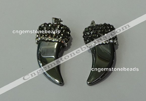 CGP155 20*38mm horn hematite gemstone pendants wholesale