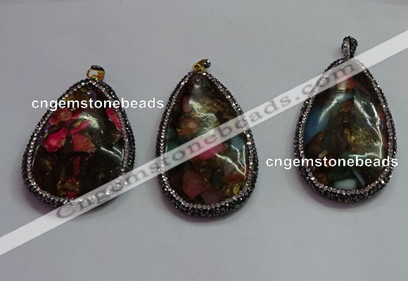 CGP1563 35*65mm - 40*55mm flat teardrop sea sediment jasper pendants