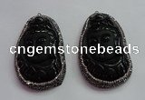 CGP1570 40*65mm carved black obsidian pendants wholesale