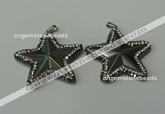 CGP158 40*40mm star hematite gemstone pendants wholesale