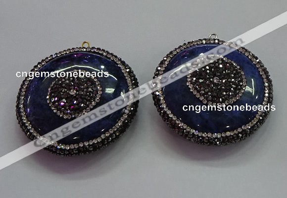 CGP1581 45mm coin sodalite gemstone pendants wholesale