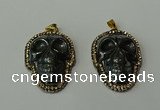 CGP159 25*35mm skull hematite gemstone pendants wholesale