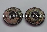 CGP1592 55mm coin rhodonite gemstone pendants wholesale