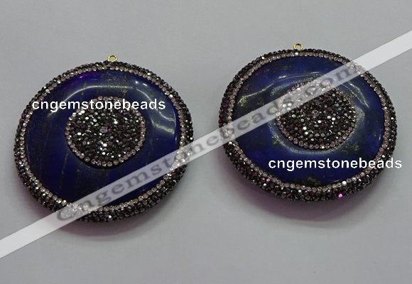 CGP1593 55mm coin lapis lazuli gemstone pendants wholesale