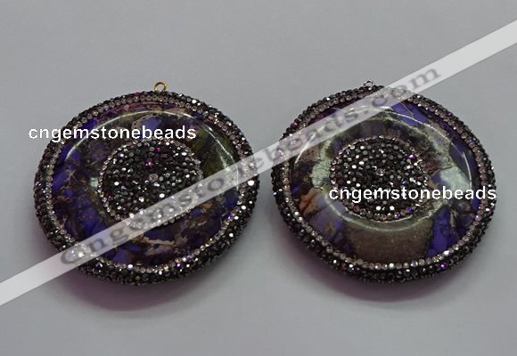 CGP1594 55mm coin sea sediment jasper pendants wholesale