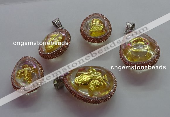 CGP1600 25*35mm - 30*40mm teardrop crystal glass pendants