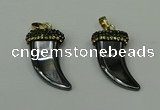 CGP165 18*35mm horn hematite gemstone pendants wholesale