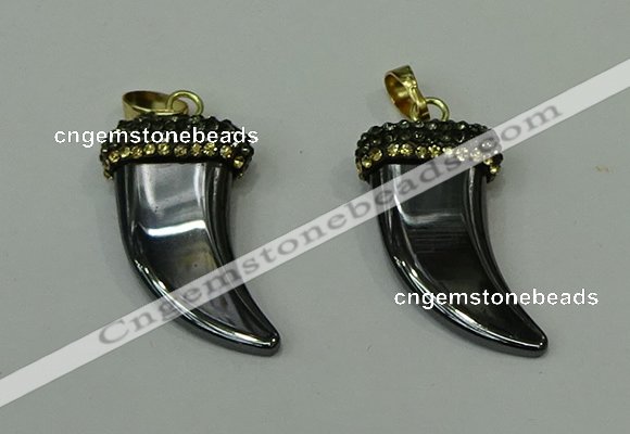 CGP165 18*35mm horn hematite gemstone pendants wholesale