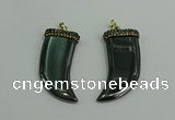 CGP166 22*55mm horn hematite gemstone pendants wholesale