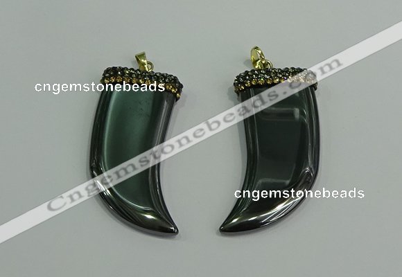 CGP166 22*55mm horn hematite gemstone pendants wholesale