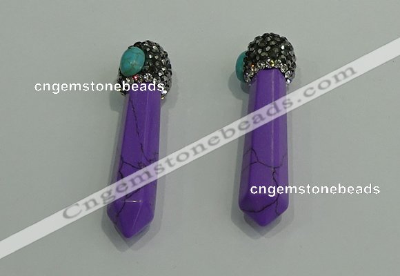 CGP170 10*55mm sticks turquoise gemstone pendants wholesale