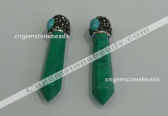 CGP173 10*55mm sticks turquoise gemstone pendants wholesale