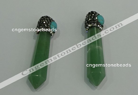 CGP188 10*55mm sticks green aventurine pendants wholesale