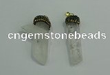 CGP214 12*55mm - 15*50mm sticks white crystal gemstone pendants