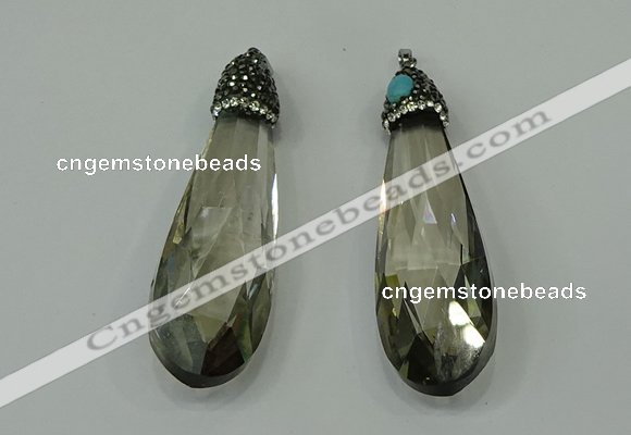 CGP231 20*80mm faceted teardrop crystal glass pendants wholesale