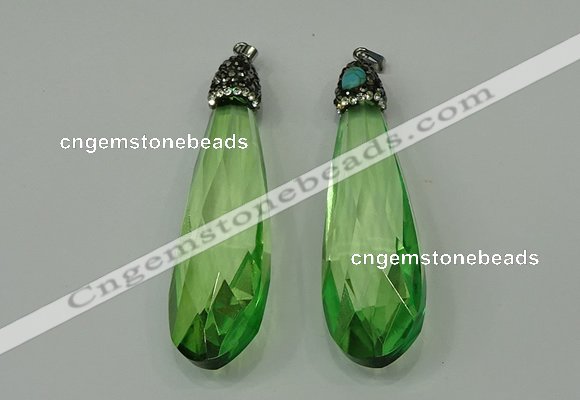 CGP237 20*80mm faceted teardrop crystal glass pendants wholesale