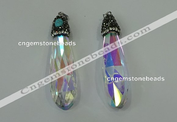 CGP240 17*70mm faceted teardrop crystal glass pendants wholesale