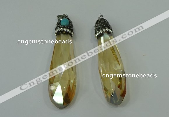 CGP242 17*70mm faceted teardrop crystal glass pendants wholesale
