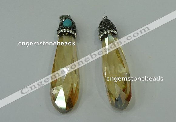 CGP242 17*70mm faceted teardrop crystal glass pendants wholesale