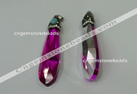 CGP244 17*70mm faceted teardrop crystal glass pendants wholesale