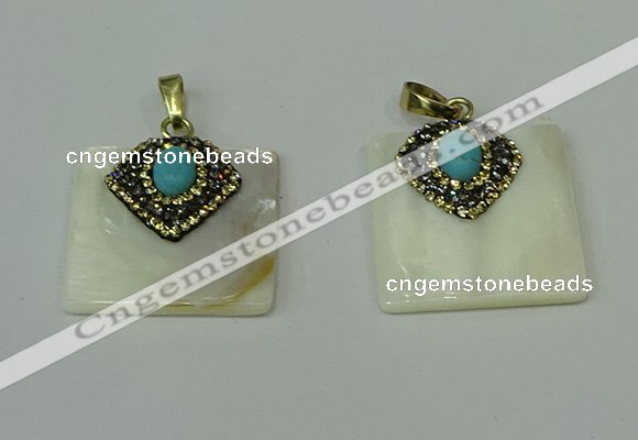 CGP284 27*37mm rectangle pearl shell pendants wholesale