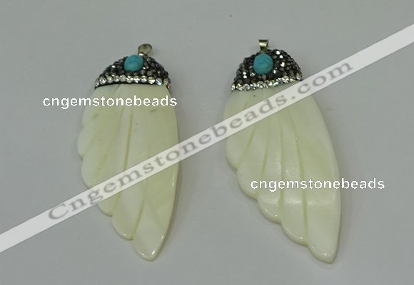 CGP293 28*70mm wing-shaped pearl shell pendants wholesale