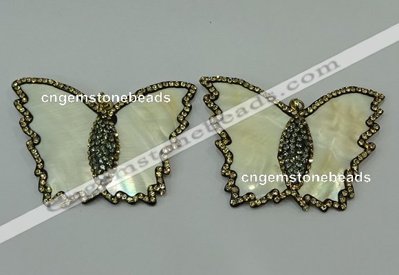 CGP297 45*65mm butterfly pearl shell pendants wholesale