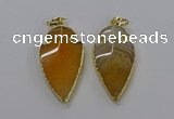 CGP3002 22*45mm arrowhead agate gemstone pendants wholesale