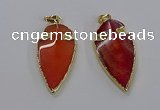 CGP3004 22*45mm arrowhead agate gemstone pendants wholesale