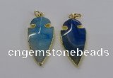 CGP3005 22*45mm arrowhead agate gemstone pendants wholesale